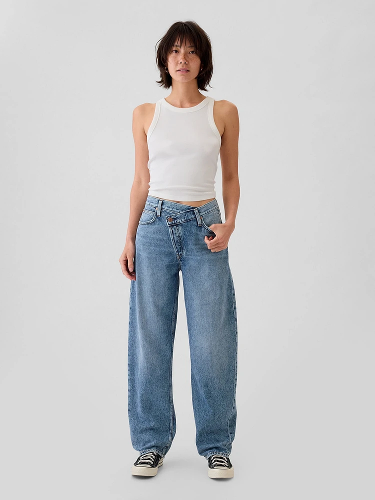 High Rise Crossover Barrel Jeans