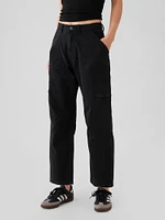 Mid Rise Twill Barrel Pants