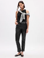 High Rise Vegan Leather Vintage Slim Pants