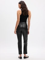 High Rise Vegan Leather Vintage Slim Pants