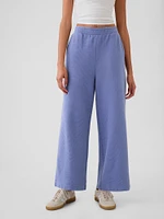 Textured Wide-Leg Ankle Sweatpants