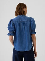 Puff Sleeve Denim Shirt