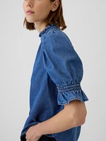 Puff Sleeve Denim Shirt