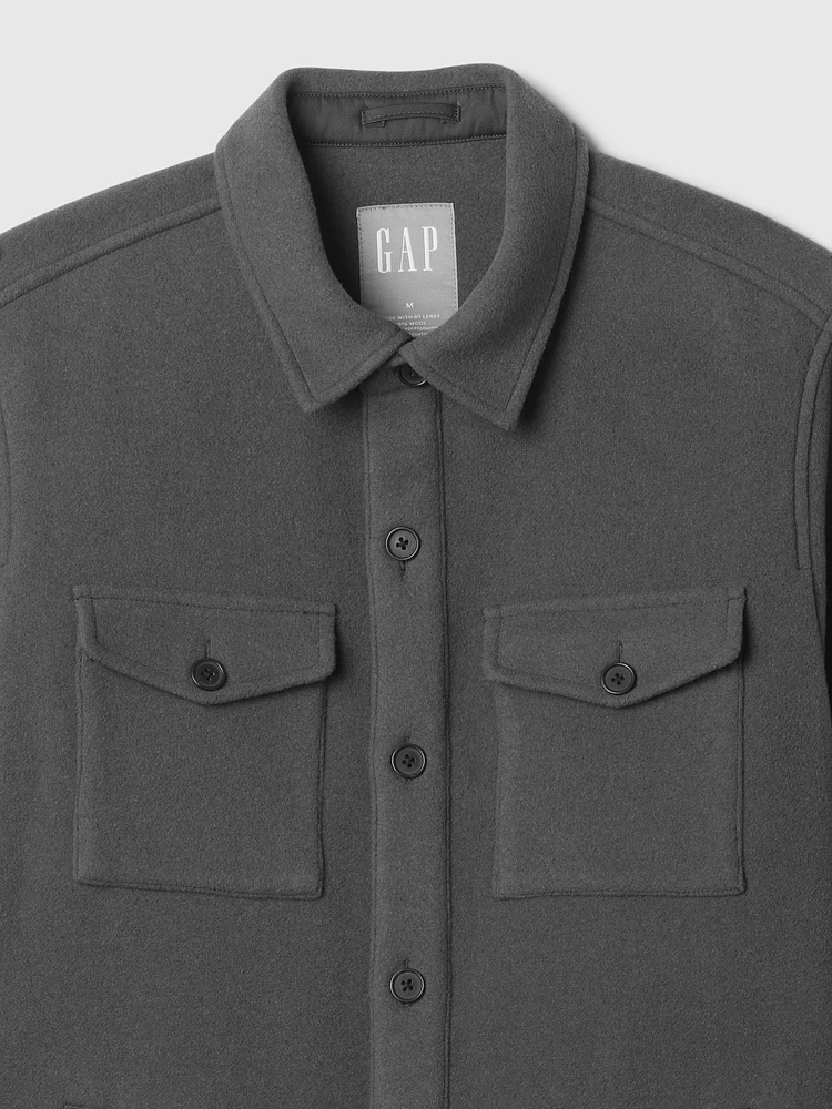 Wool-Blend Relaxed Utility Shirt Jacket