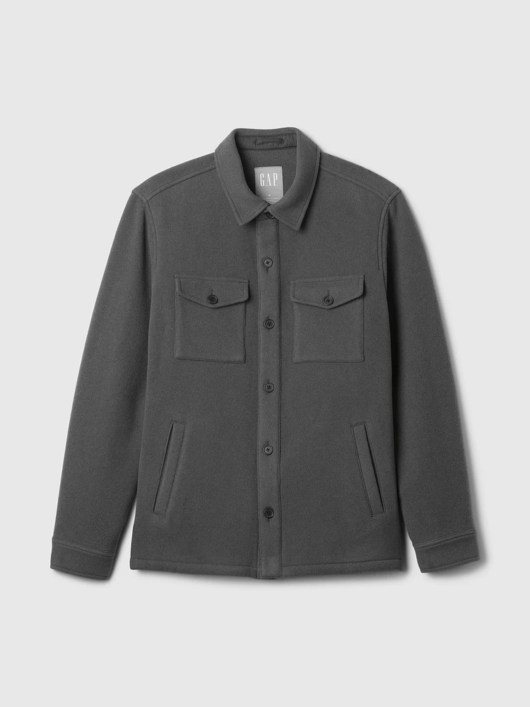 Wool-Blend Relaxed Utility Shirt Jacket
