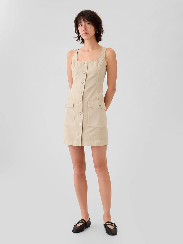 Utility Button Mini Dress