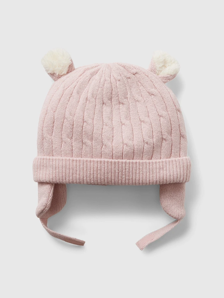 Baby CashSoft Sherpa-Lined Bear Beanie