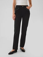 High Rise Studded '90s Straight Jeans