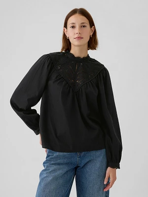 Embroidered Eyelet Top