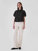 Organic Cotton Poplin Bubble Sleeve Shirt