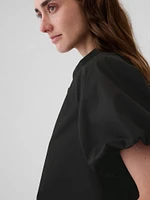 Organic Cotton Poplin Bubble Sleeve Shirt