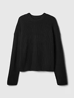 CashSoft Shaker-Stitch Crewneck Sweater