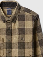 Waffle-Knit Flannel Shirt