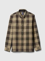 Waffle-Knit Flannel Shirt