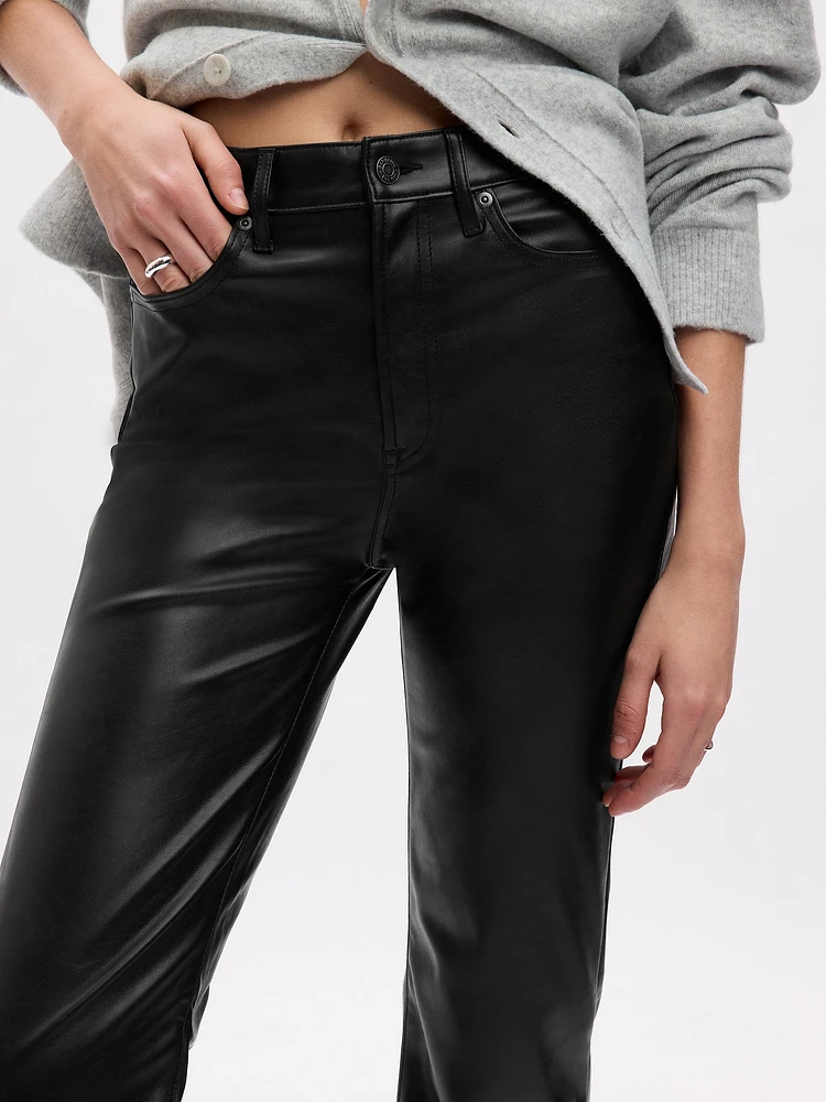 High Rise Vegan Leather '70s Flare Pants