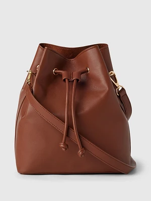 Vegan Leather Crossbody Bucket Bag