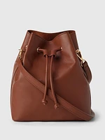 Vegan Leather Crossbody Bucket Bag