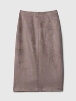 Vegan Suede Midi Skirt