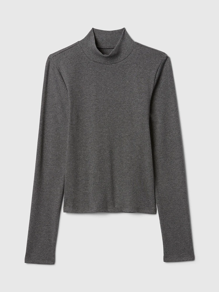 Modern Rib Mockneck Crop Shirt