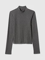 Modern Rib Cropped Mockneck Shirt