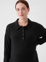 Maternity CashSoft Henley Sweater Polo Shirt