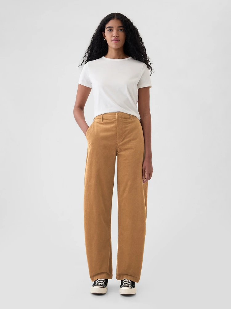 High Rise Corduroy Tapered Ankle Trousers