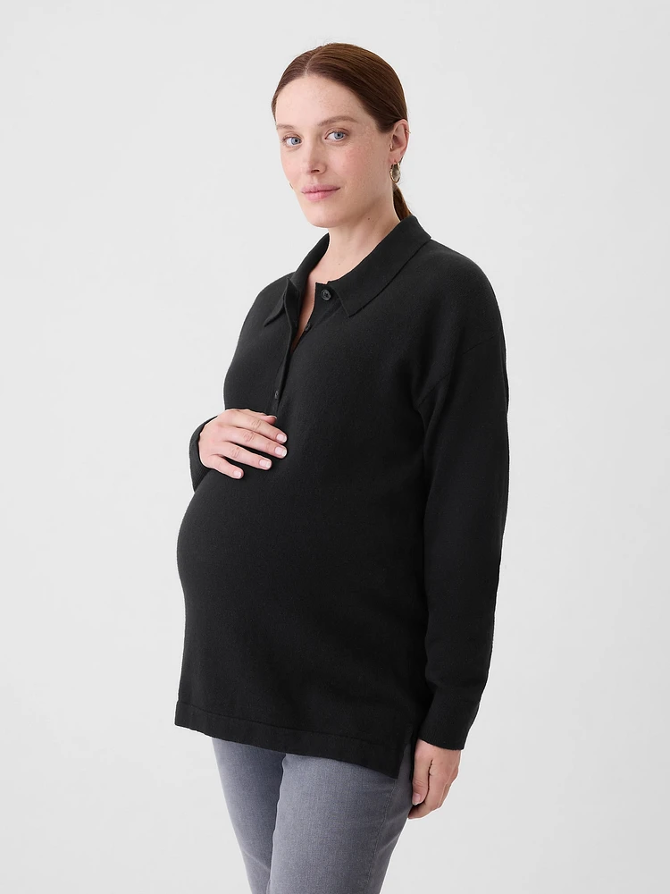 Maternity CashSoft Polo Shirt Sweater