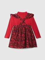 Baby Turtleneck Ruffle Pinafore Dress Set