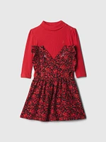 Baby Turtleneck Ruffle Pinafore Dress Set