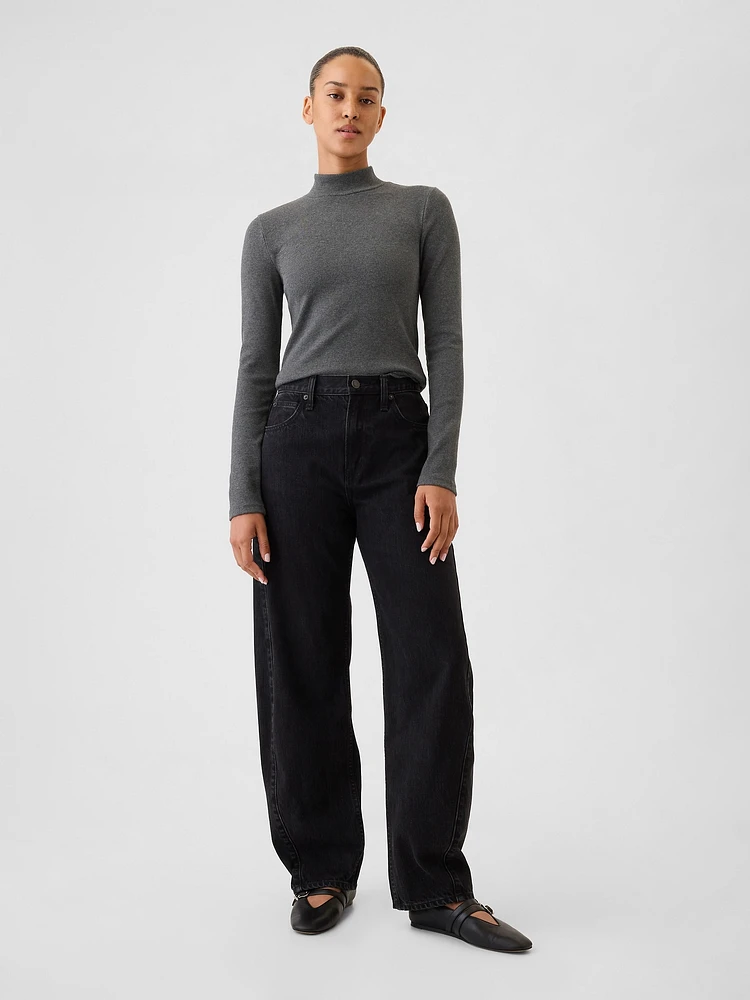 Modern Rib Mockneck Crop Shirt