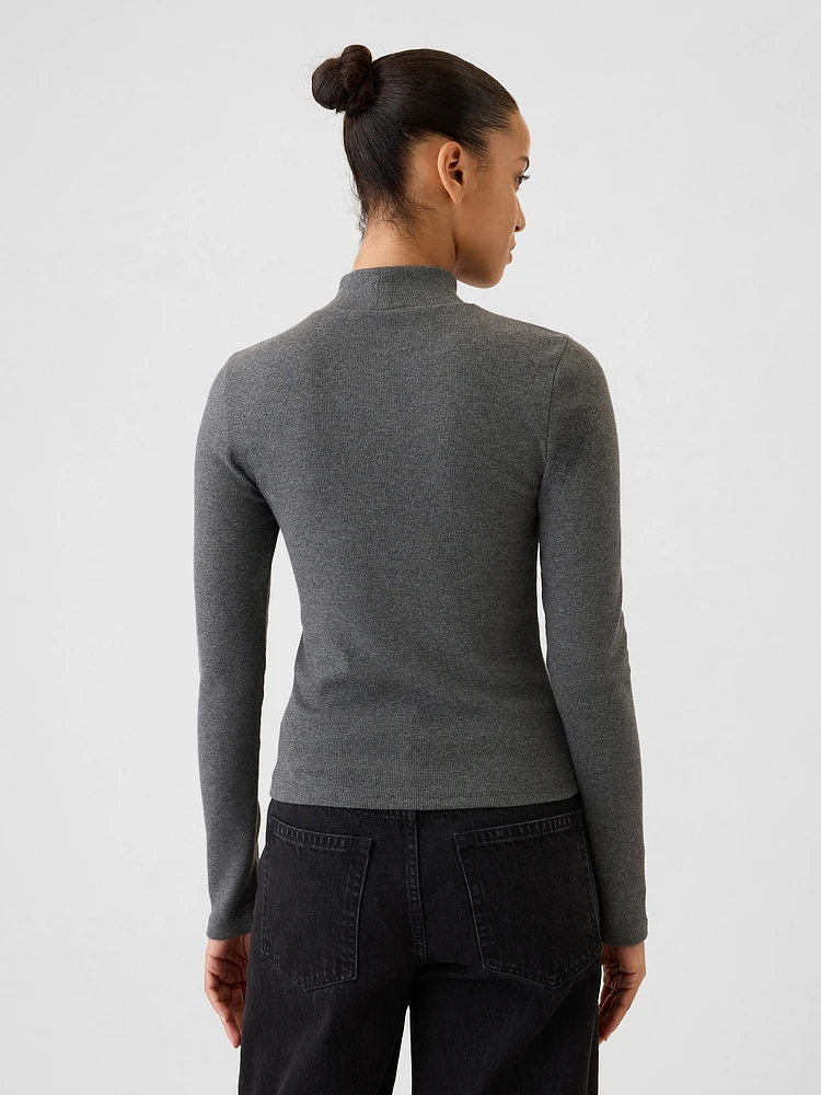 Modern Rib Mockneck Crop Shirt