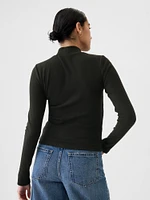 Modern Rib Cropped Mockneck Shirt