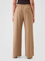 Wide-Leg Seamed Pull-On Pants