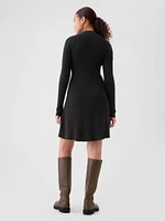 Mockneck Rib Mini Sweater Dress