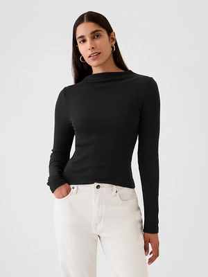 Modern Rib Funnel-Neck T-Shirt