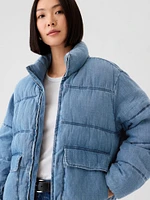 Oversized Denim Puffer Jacket