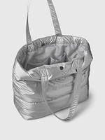 Metallic Puffer Tote Bag