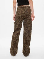 Mid Rise ';90s Loose Cheetah Cargo Jeans