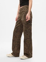 Mid Rise ';90s Loose Cheetah Cargo Jeans