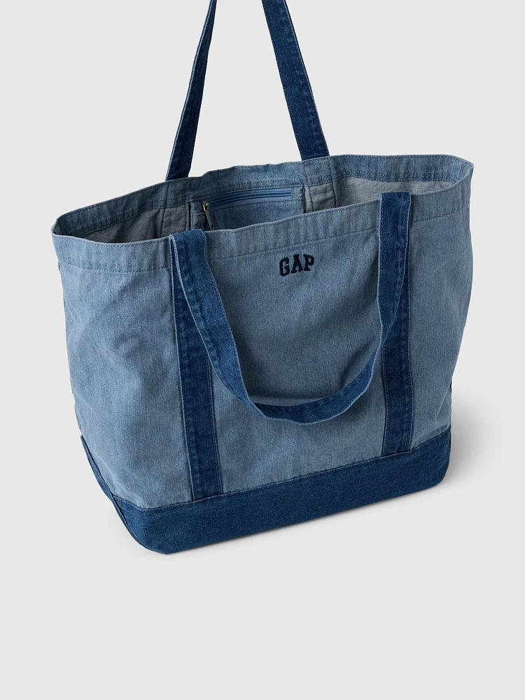 Logo Denim Strap Tote Bag