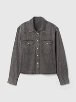 Cropped Western Denim Shirt