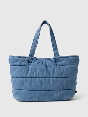 Denim Puffer Tote