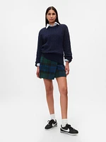 Plaid Wrap Mini Skirt