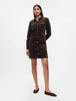 Velvet Denim Mini Shirtdress