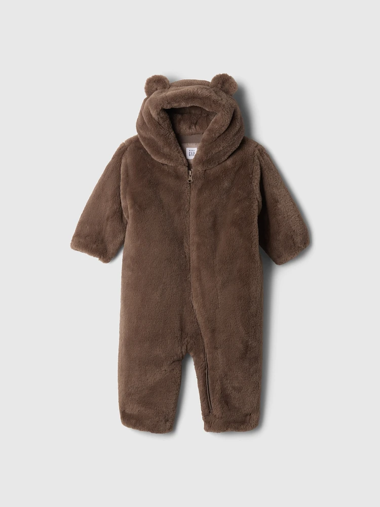 Baby Faux Fur Bear One-Piece