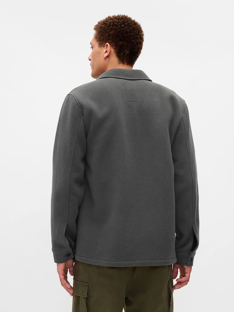 Wool-Blend Relaxed Utility Shirt Jacket