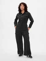 Denim Cargo Jumpsuit