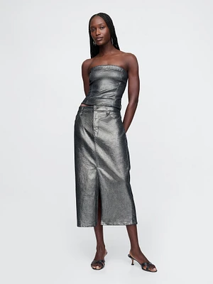 Foil Midi Skirt