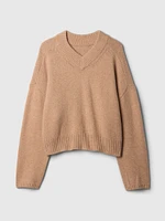 CashSoft Cropped High V-Neck Sweater