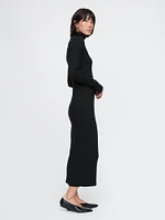 Turtleneck Rib Midi Sweater Dress